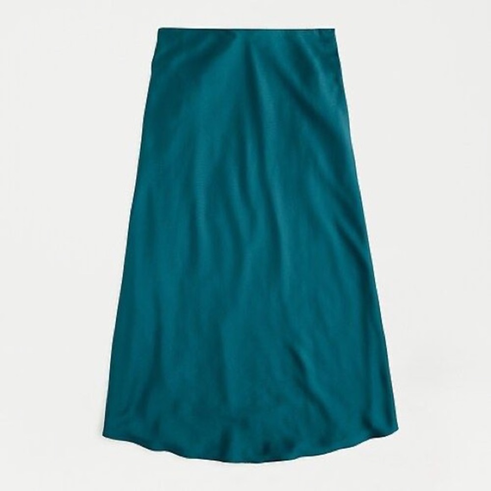 J. Crew Pull On Silk Slip Skirt Green